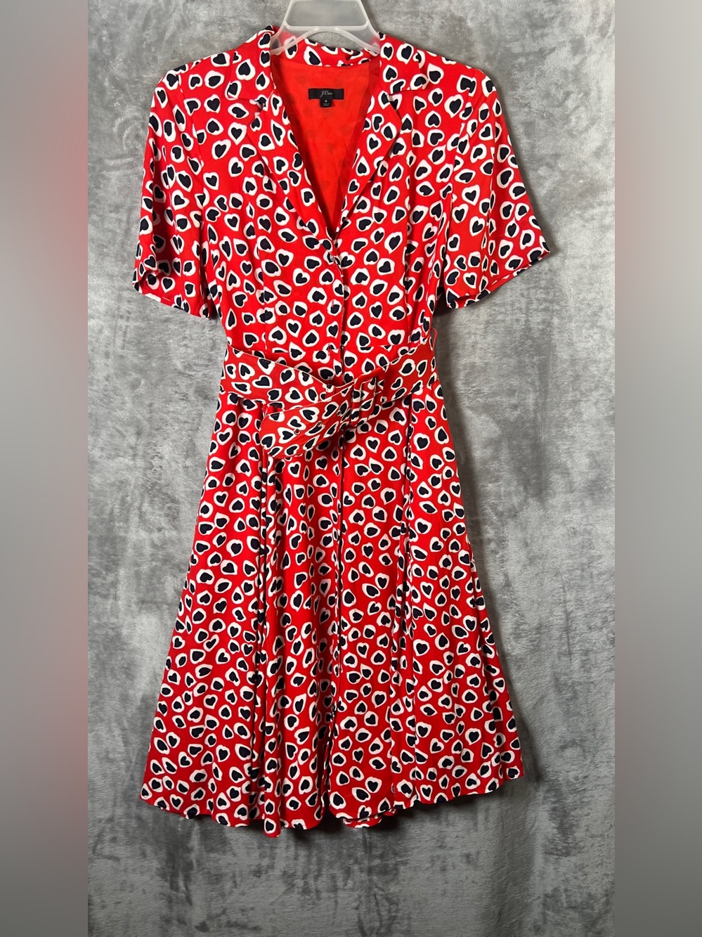J. Crew Red Heart-Print Wrap Dress